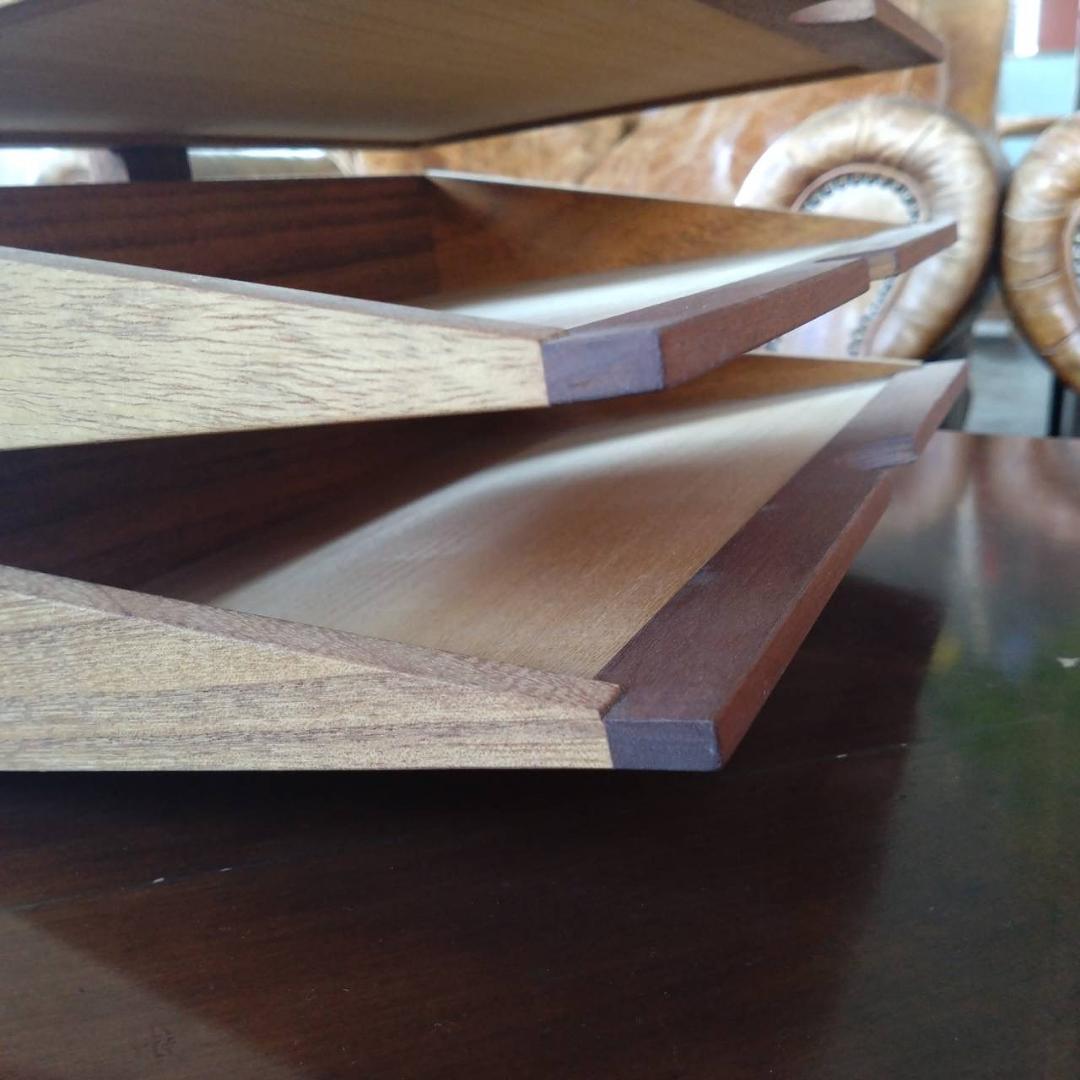 木製　小物入れ　刻印　組み木