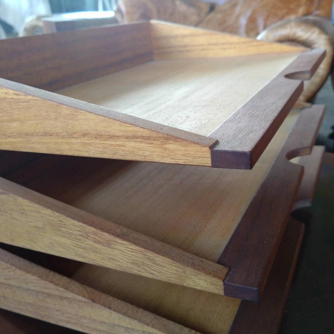 木製　小物入れ　刻印　組み木