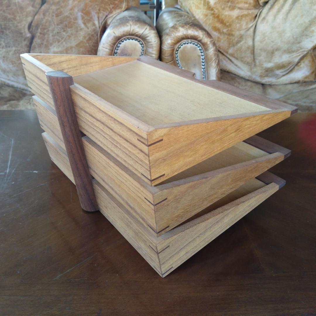 木製　小物入れ　刻印　組み木