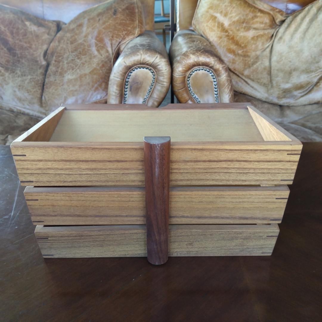 木製　小物入れ　刻印　組み木