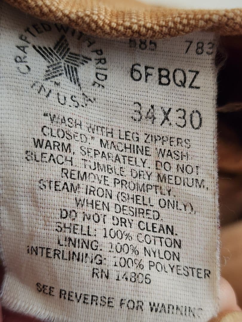 Carhartt ブラウンオーバーオール　USA製