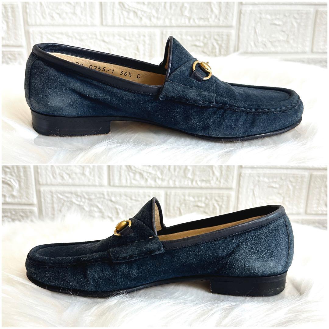 美品✨GUCCI ローファー ホースビット スエード ネイビー イタリア製