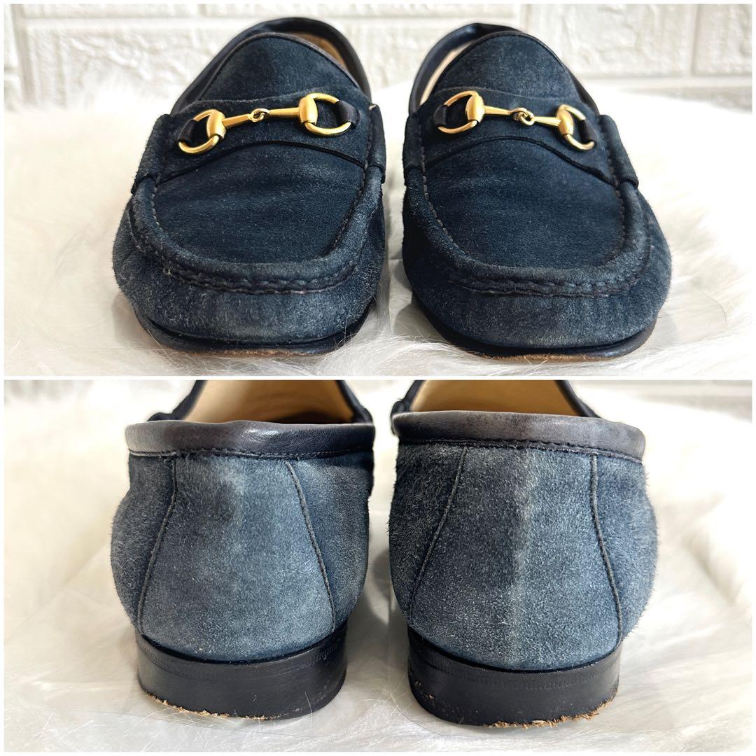 美品✨GUCCI ローファー ホースビット スエード ネイビー イタリア製