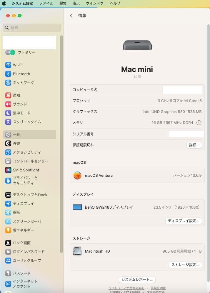 Mac mini 2018 Intel 3.0GHz 6コア 1TB 16GB