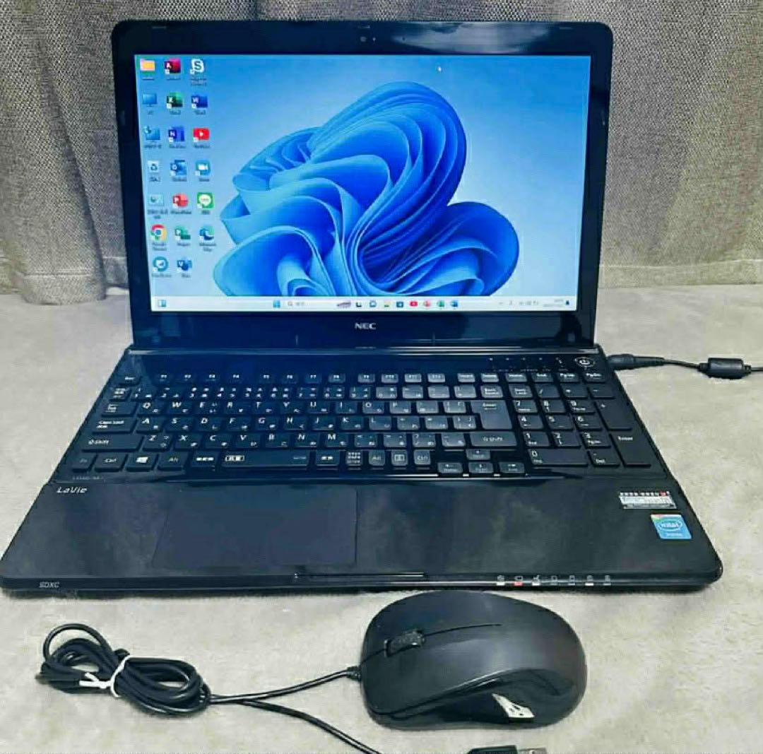 S180 NECノートパソコンSSD高速WEBカメラWindows11オフィス付