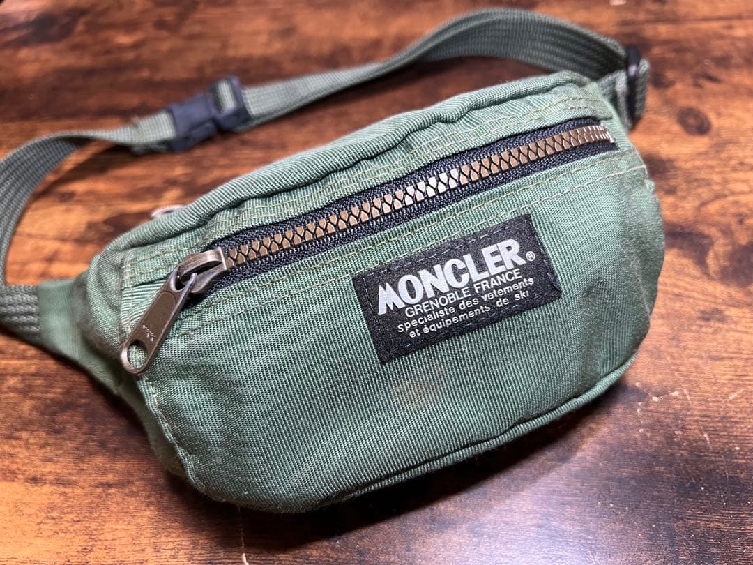 【MONCLER】80s ウエストポーチ アシックス期 カーキ 正規品