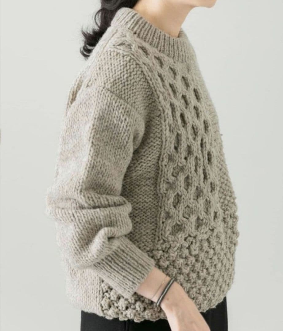 kagure かぐれ ペルーアラン柄パッチワークニット