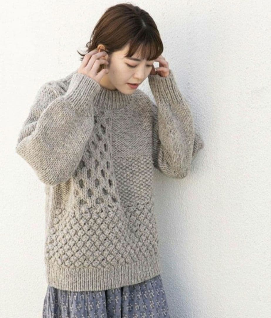 kagure かぐれ ペルーアラン柄パッチワークニット