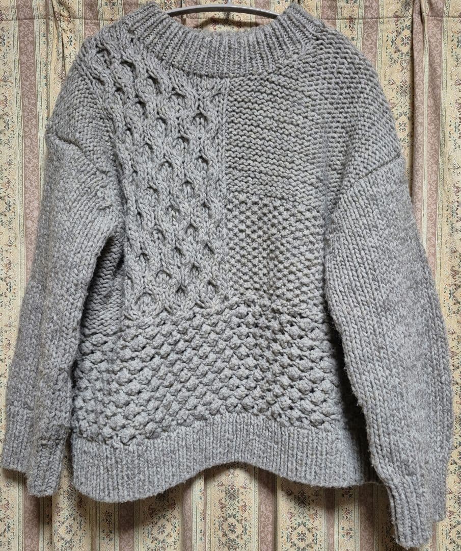 kagure かぐれ ペルーアラン柄パッチワークニット