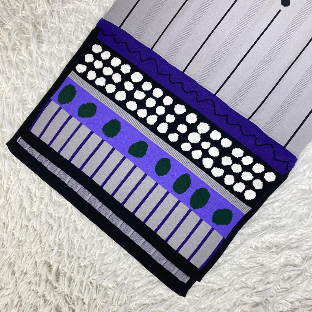 美品　UN3D.　アンスリード　ミックスドットジャカードニットスカート　36