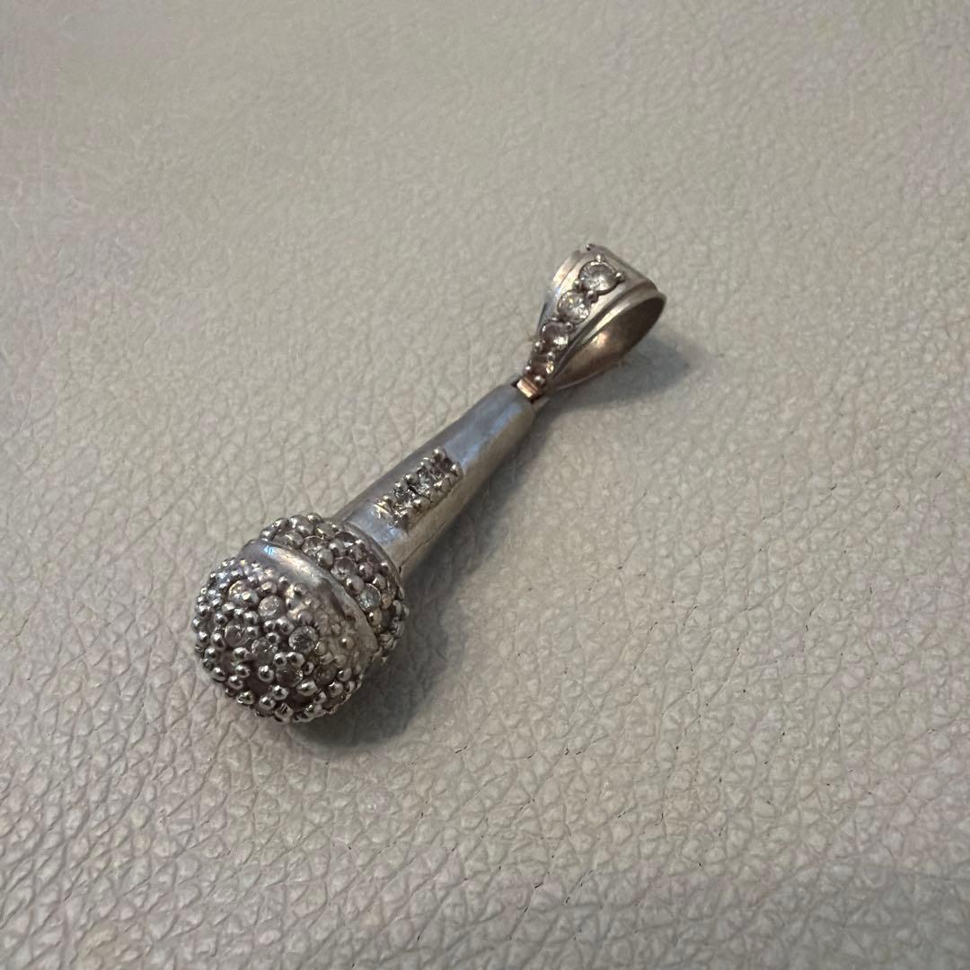 10k ホワイトゴールド マイクロフォン トップ