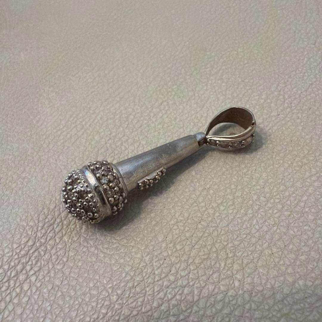 10k ホワイトゴールド マイクロフォン トップ