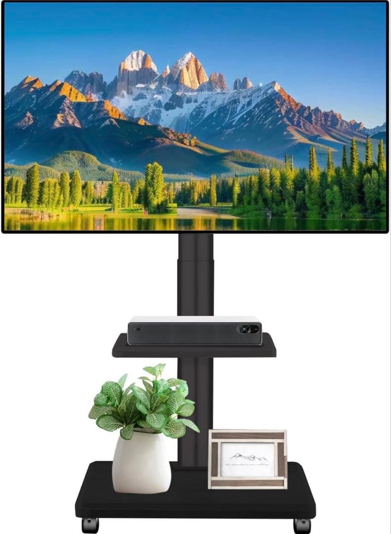 テレビスタンド キャスター付き 高さ調節可能 液晶テレビスタンド 双柱設計 棚板