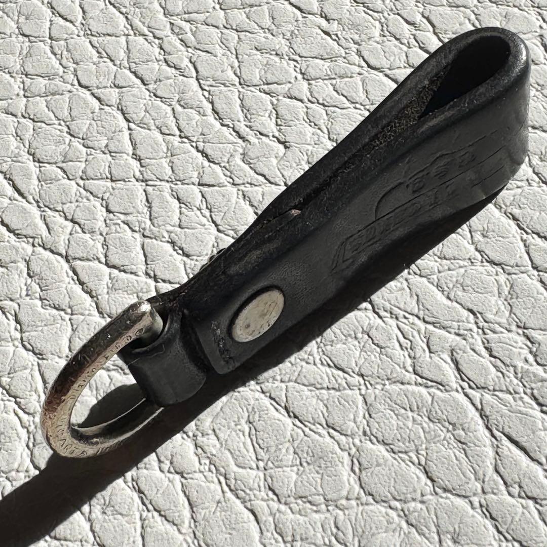 クロムハーツ Dキーリング クロスボタン ブラックレザー　ベルトループ