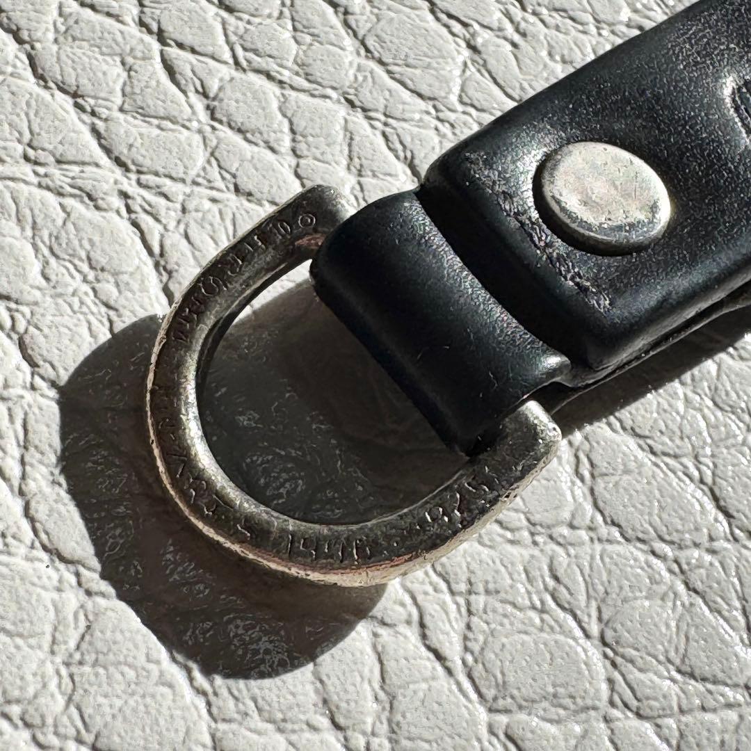 クロムハーツ Dキーリング クロスボタン ブラックレザー　ベルトループ