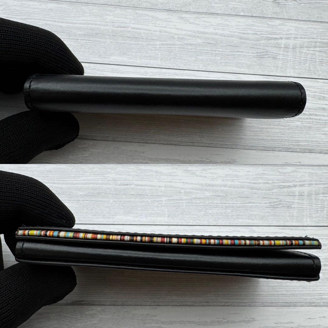 【極美品】Paul Smith マルチストライプ　名刺入れ　レザー　ブラック