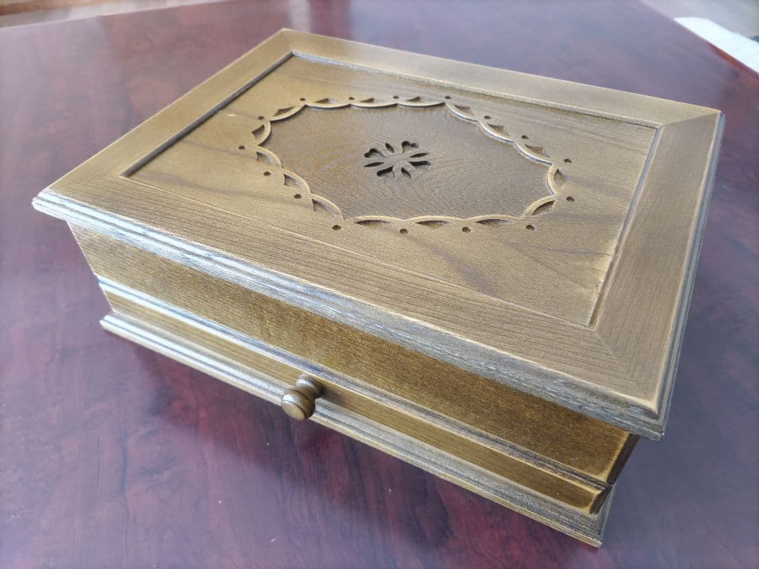 パリの雑貨屋ジュエリーボックス　大（木製アクセサリーボックス 鏡付き）