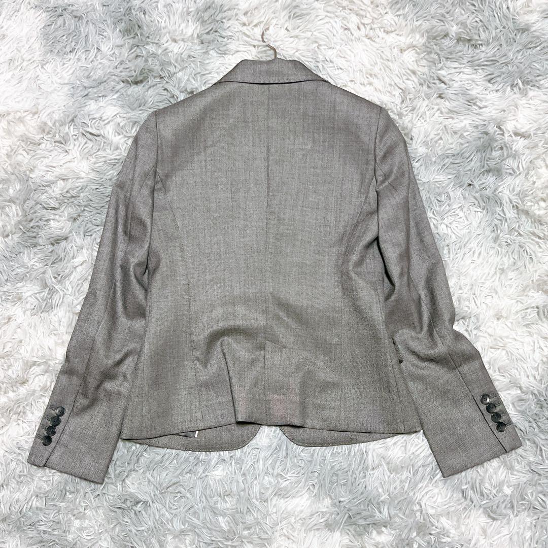 イネド パンツスーツ セットアップ 絹混 グレー 通勤 入学式 日本製 良品