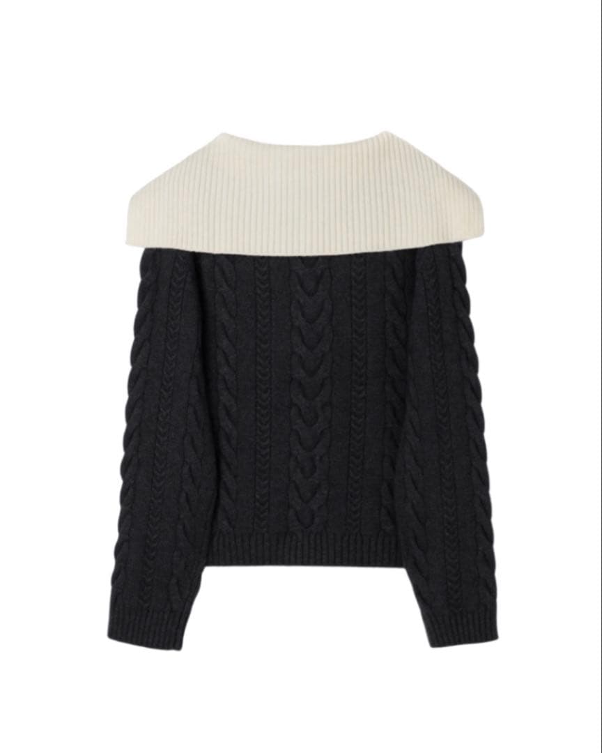 トップス Sailor-Collar Cable Knit Pullover