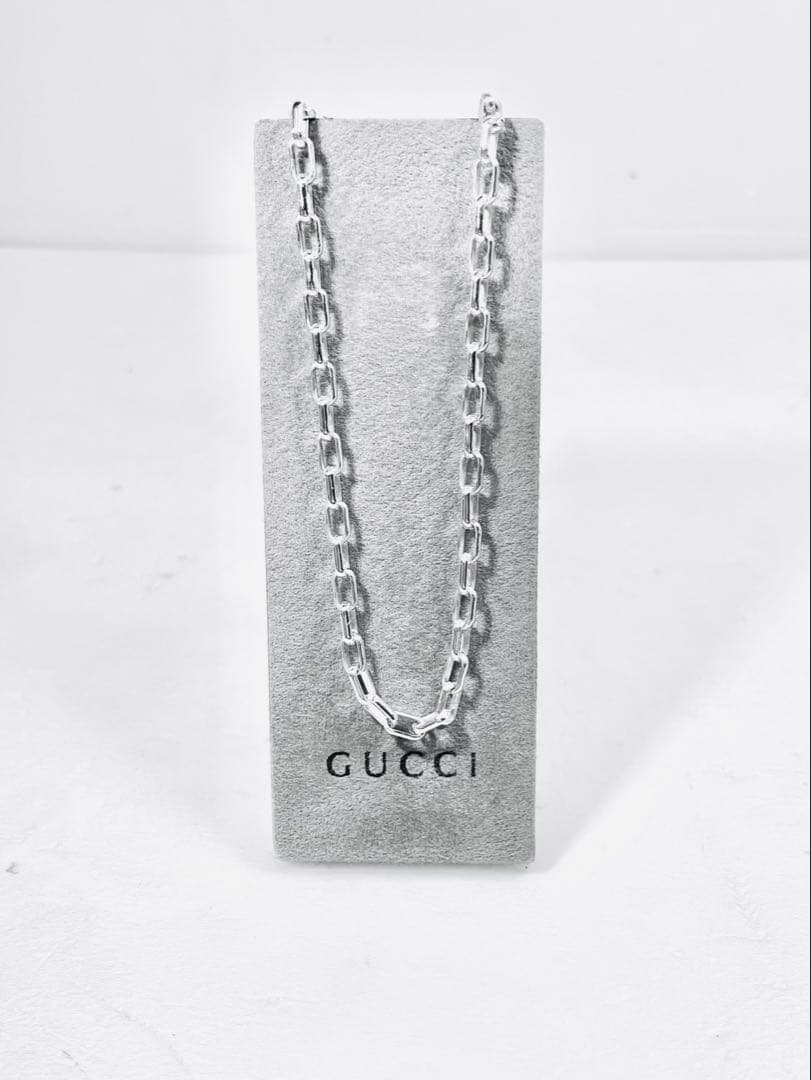【超美品】GUCCI レクタングル チェーン ネックレス 男女兼用　SV925