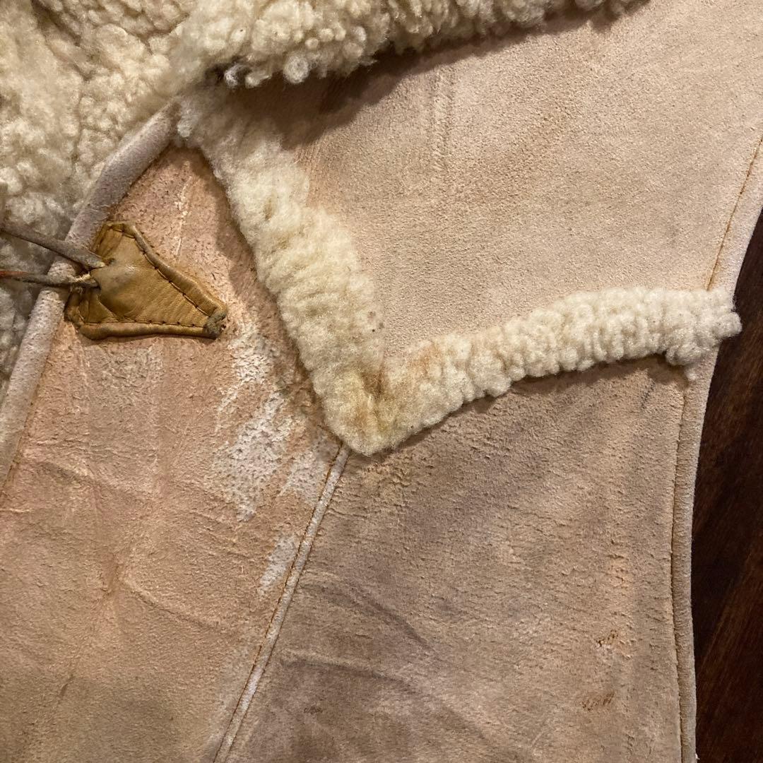アメリカ古着 シープスキン ムートンベスト トグルボタン 80年代 ビンテージ