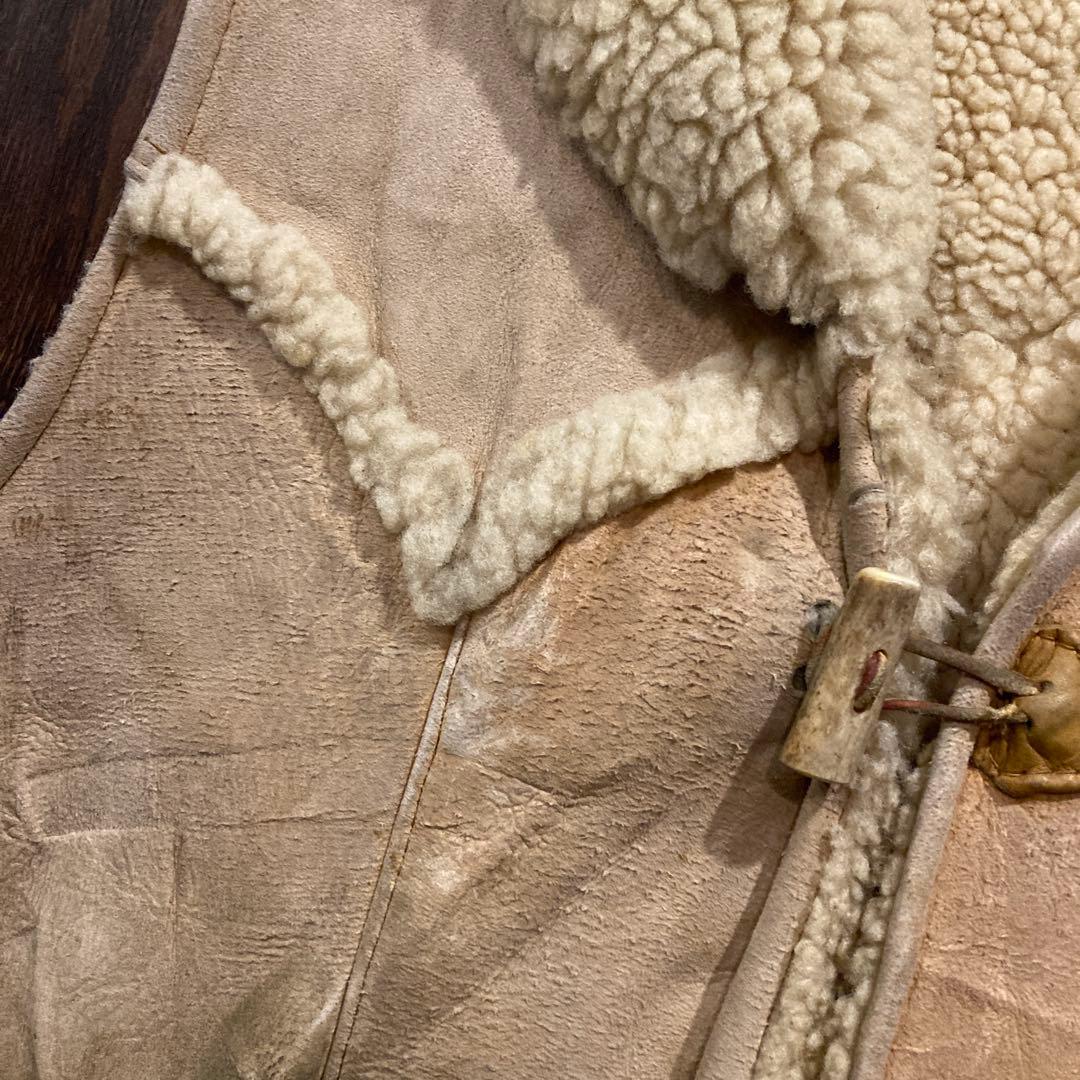 アメリカ古着 シープスキン ムートンベスト トグルボタン 80年代 ビンテージ