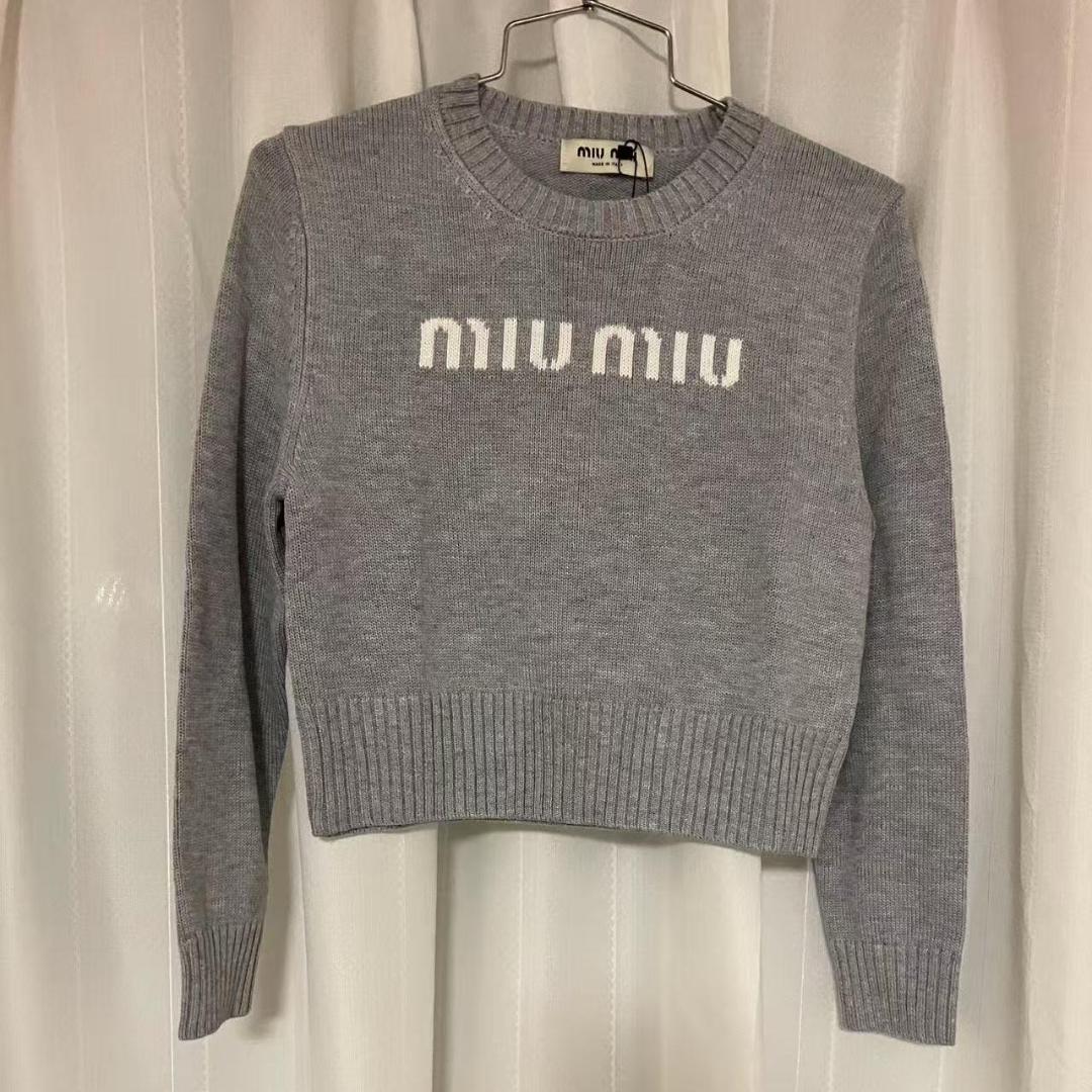 ロゴ ニット　グレー　L