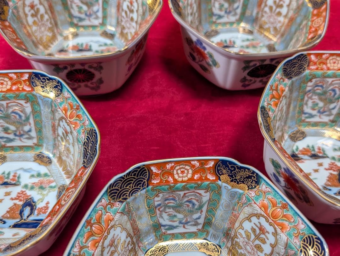 幸楽窯　錦山水　小鉢　中鉢　5客