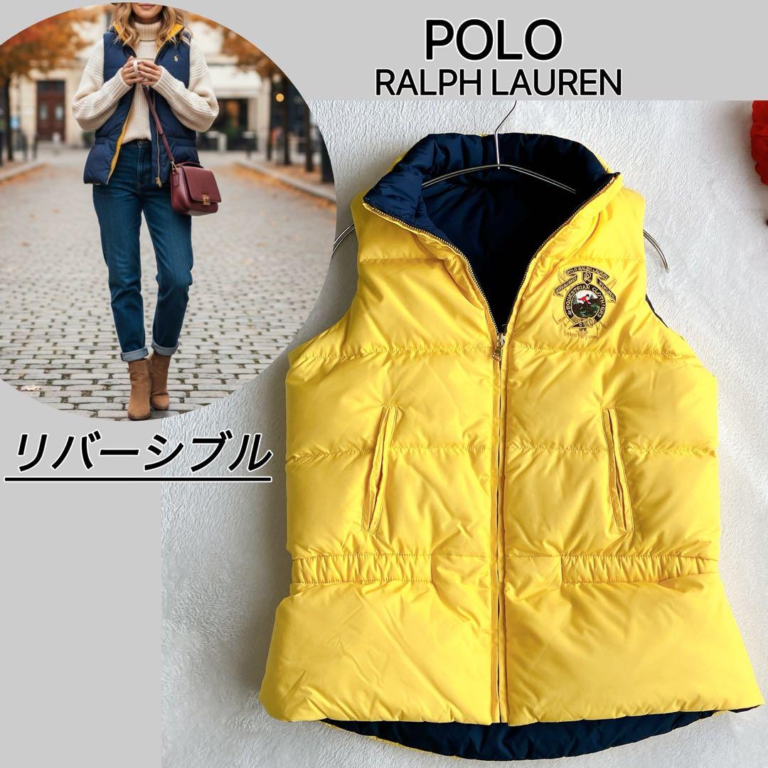 ラルフローレン★リバーシブル ダウンベスト バイカラー エンブレム ポニー刺繍