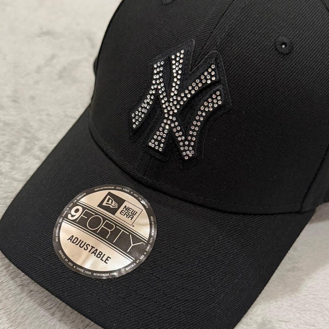 ニューエラ 9FORTY ラインストーン キャップ NY ヤンキース 帽子 黒