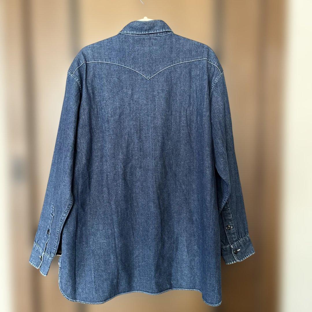 【美品】DOUBLE RL デニムシャツ　 インディゴシャツ 三つ星タグ　L