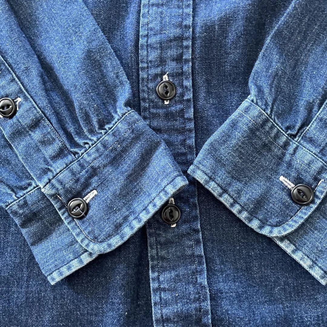 【美品】DOUBLE RL デニムシャツ　 インディゴシャツ 三つ星タグ　L