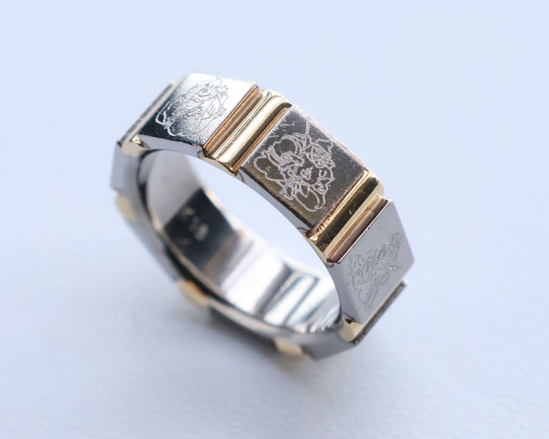 チタン K18 七福神 刻印 リング 指輪 10号 TITAN【CM368】