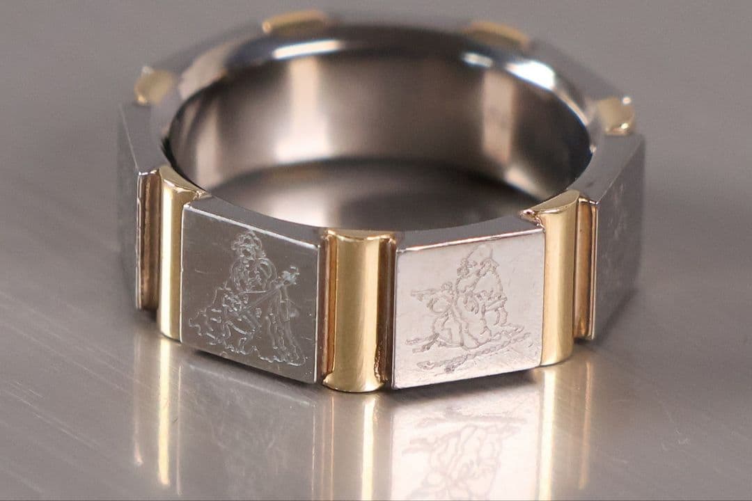 チタン K18 七福神 刻印 リング 指輪 10号 TITAN【CM368】