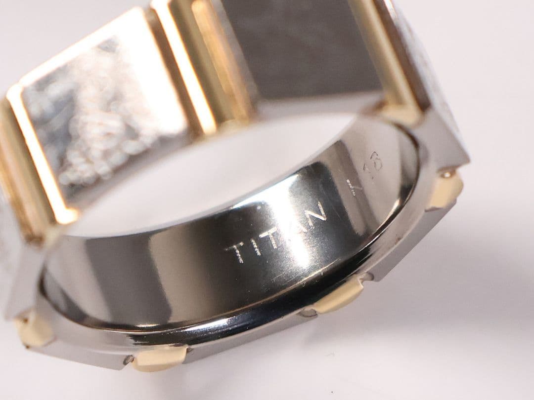 チタン K18 七福神 刻印 リング 指輪 10号 TITAN【CM368】