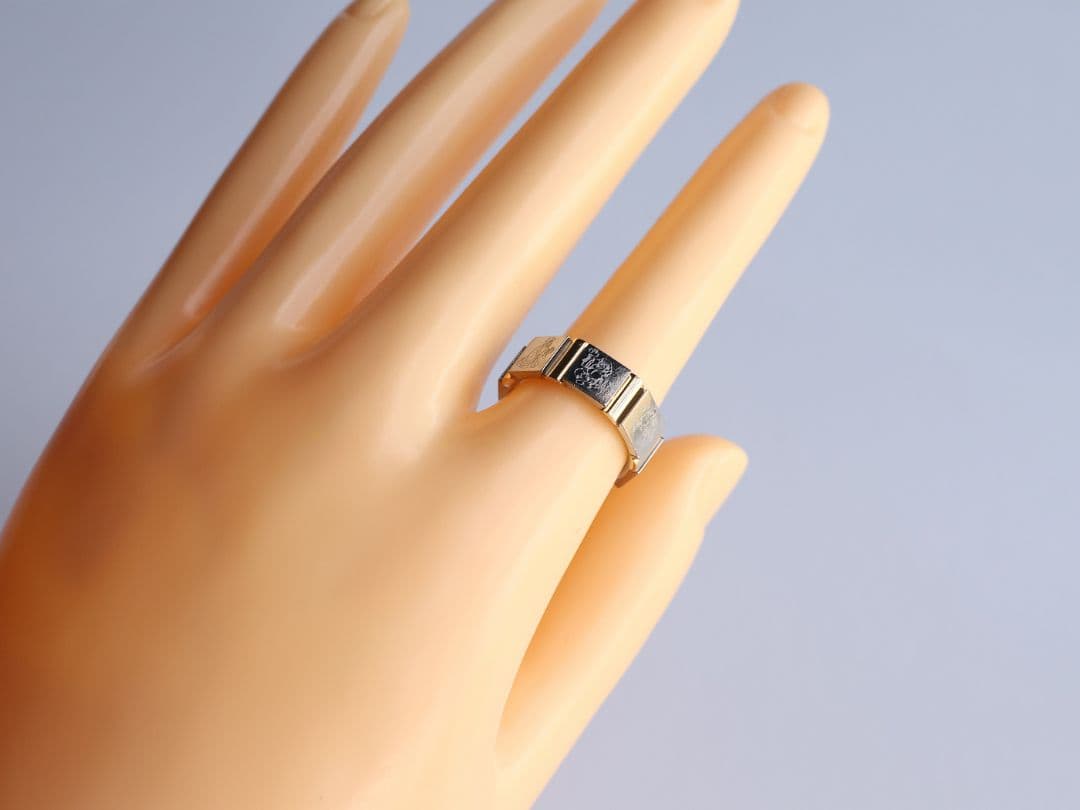 チタン K18 七福神 刻印 リング 指輪 10号 TITAN【CM368】