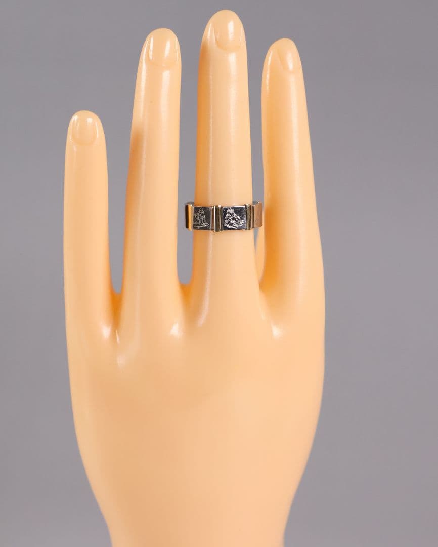 チタン K18 七福神 刻印 リング 指輪 10号 TITAN【CM368】