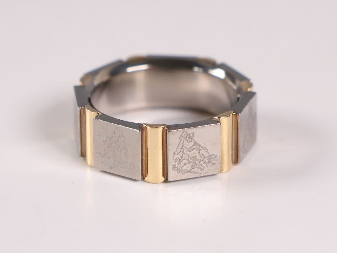 チタン K18 七福神 刻印 リング 指輪 10号 TITAN【CM368】