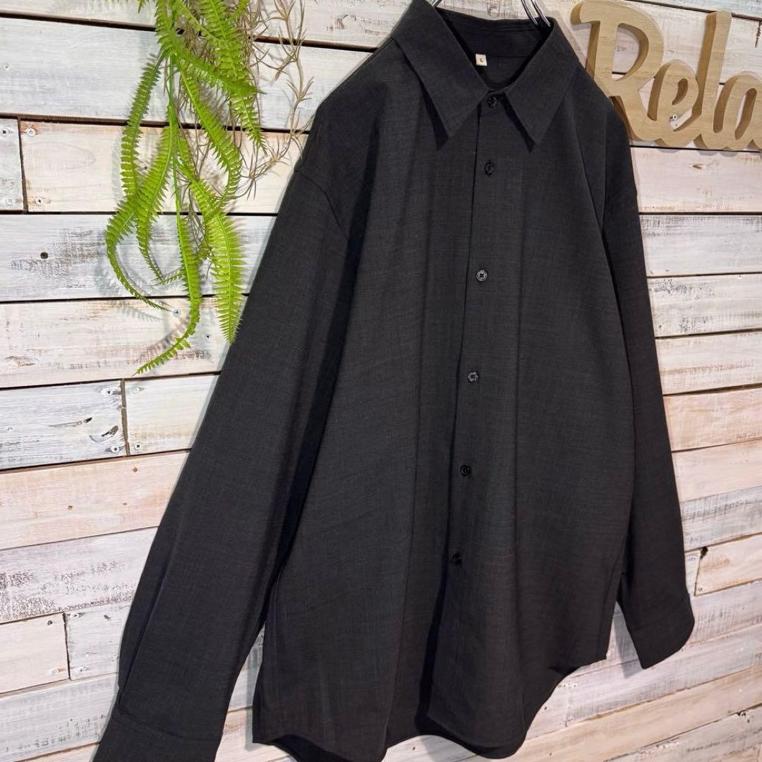 完売品✨MUJI Laboウール混レギュラーカラーシャツ ダークグレー L