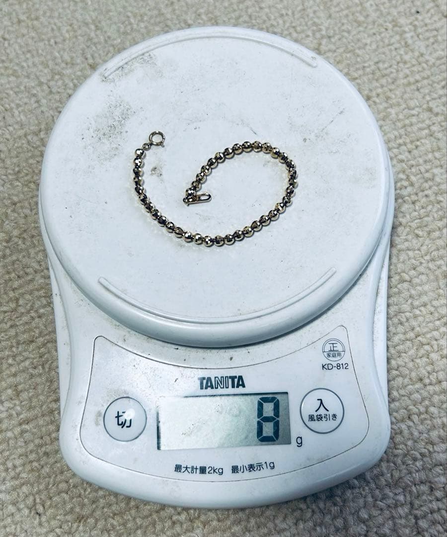 8g K18 ゴールドビーズブレスレット