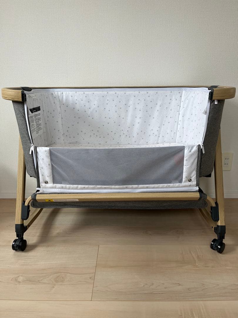 折りたたみ式ベビーベッド グレー　HZDMJ