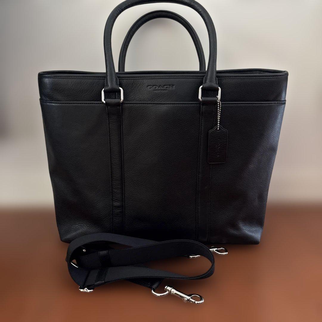コーチ　COACH 黒レザー　メンズ　ビジネス　バック
