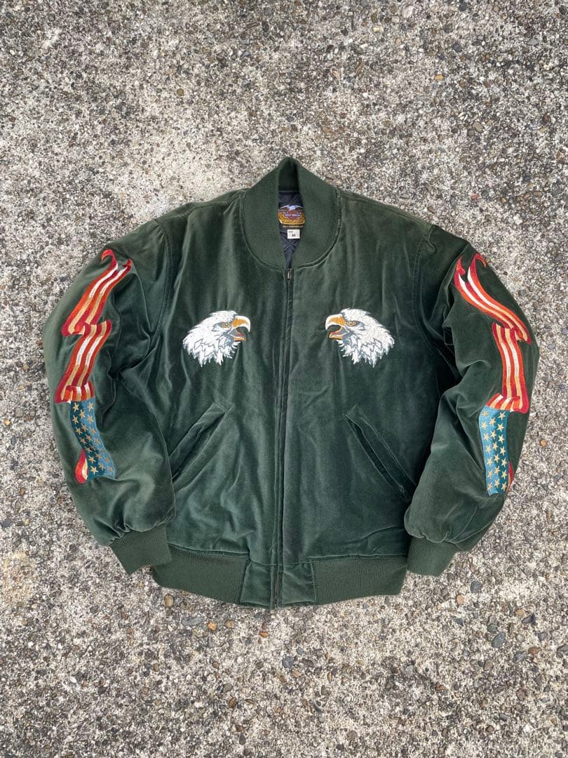 Harley-Davidson グリーン スカジャン　ベルベット　M ハーレー