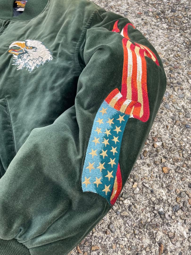 Harley-Davidson グリーン スカジャン　ベルベット　M ハーレー