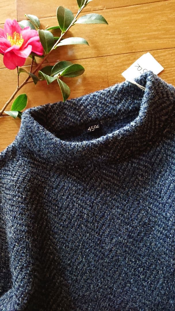 45R☆シェットランドニットツイードのドレス/ネイビー♪