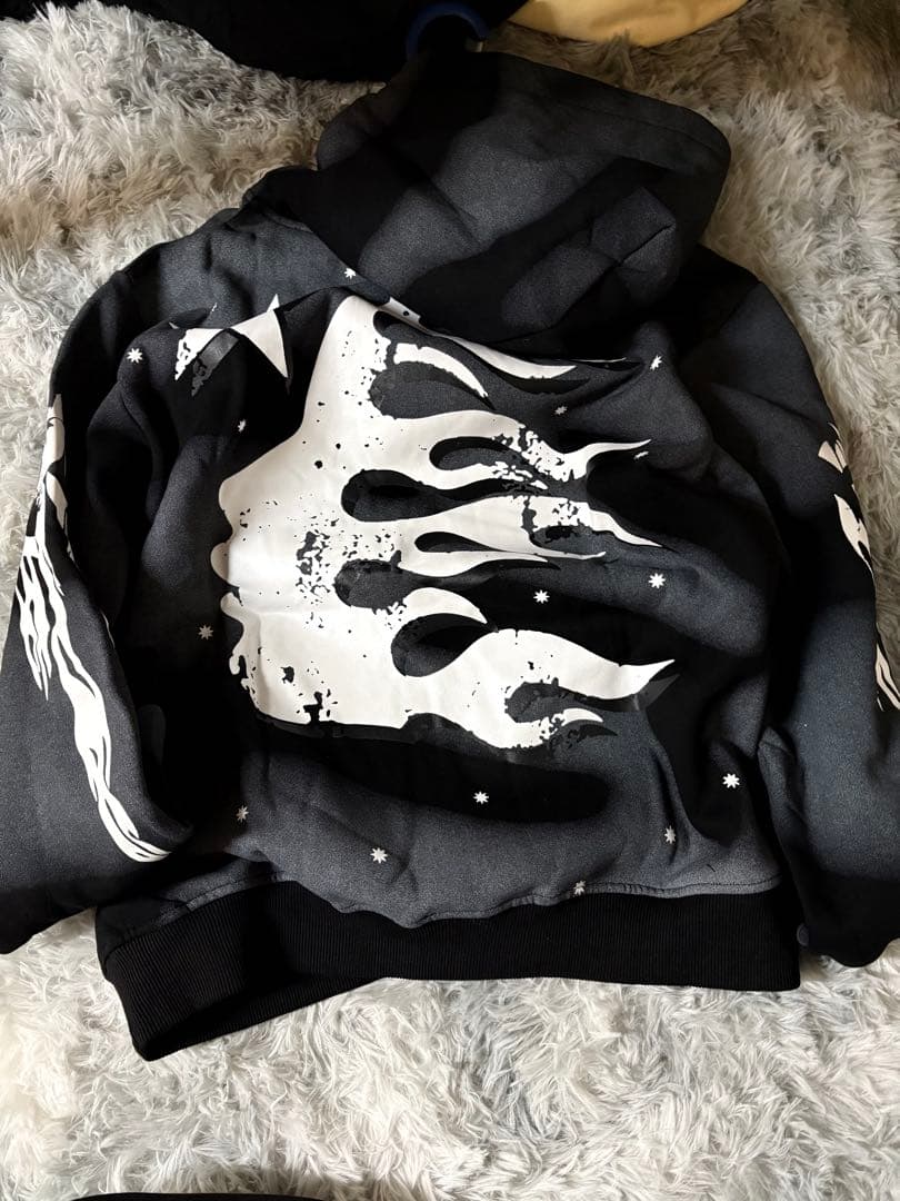 【即日発送】Hellstar ブラック フードパーカー グレー