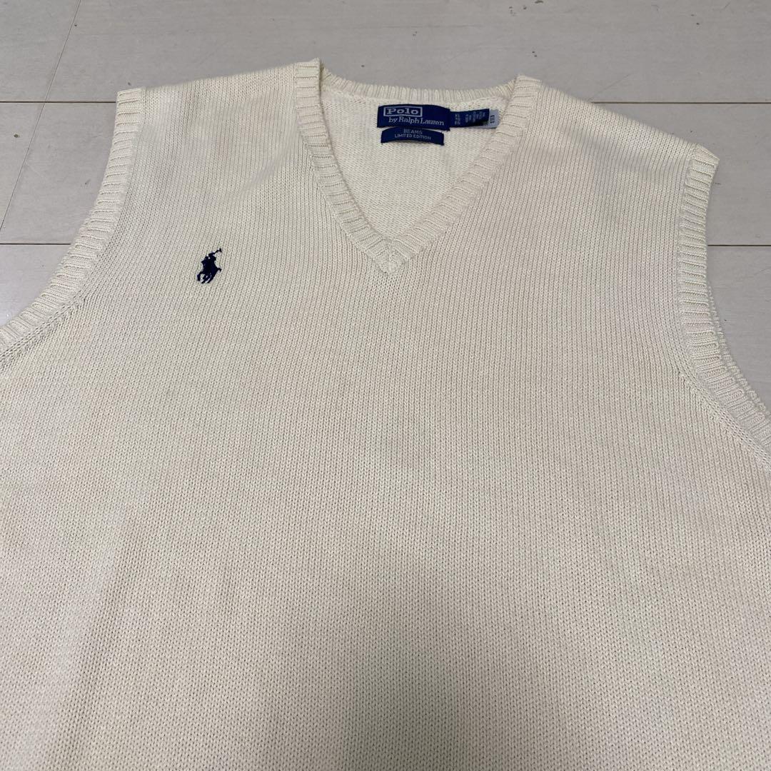 美品　ポロラルフローレン　ビームス別注　ニットベスト　コットン　ポニー刺繍　ＸＬ