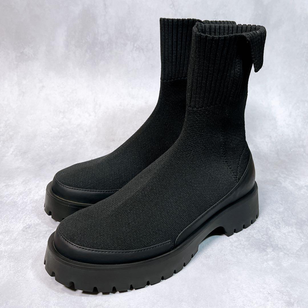 美品【emmi エミ】eco ニットブーツ (23.5) 厚底　トラックソール