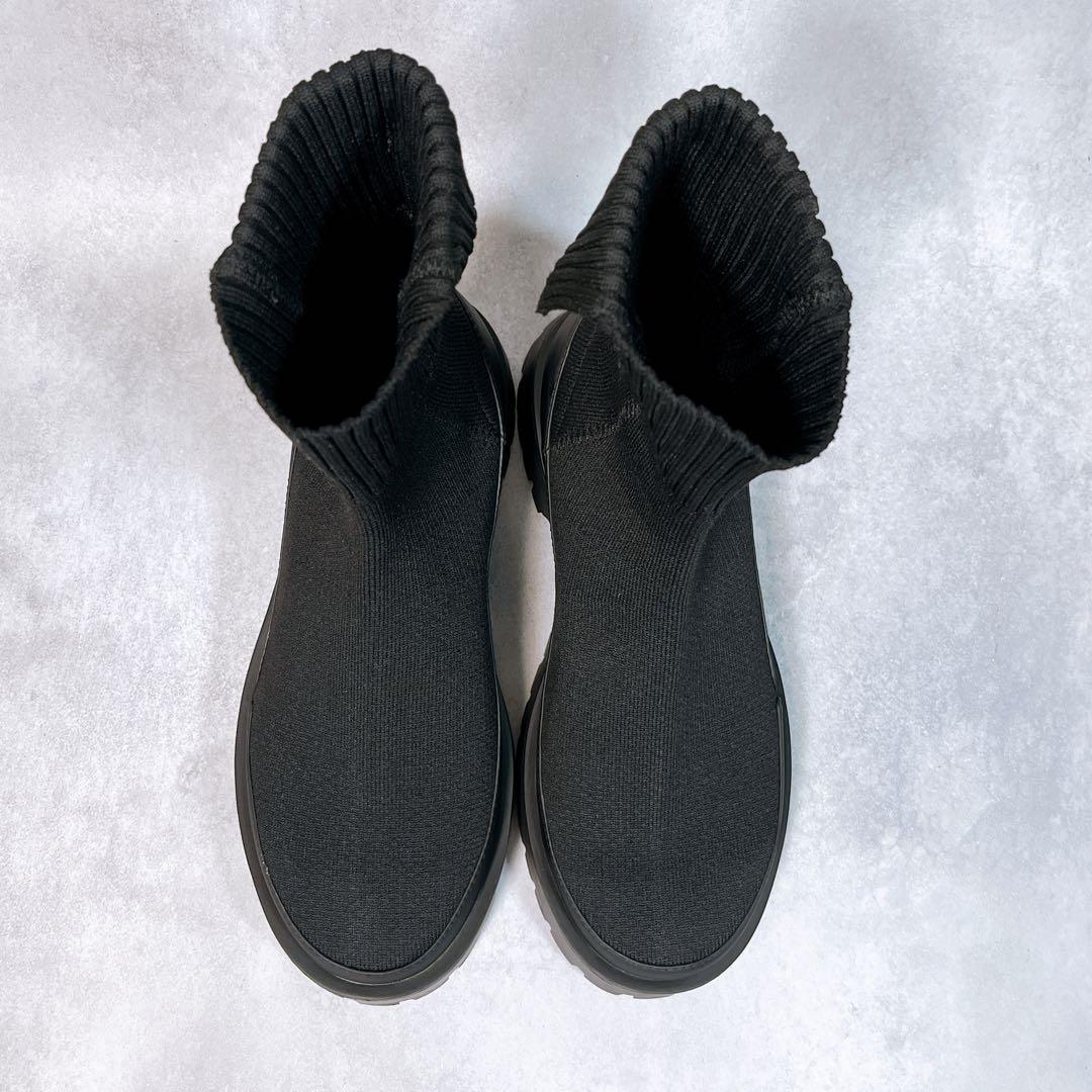 美品【emmi エミ】eco ニットブーツ (23.5) 厚底　トラックソール