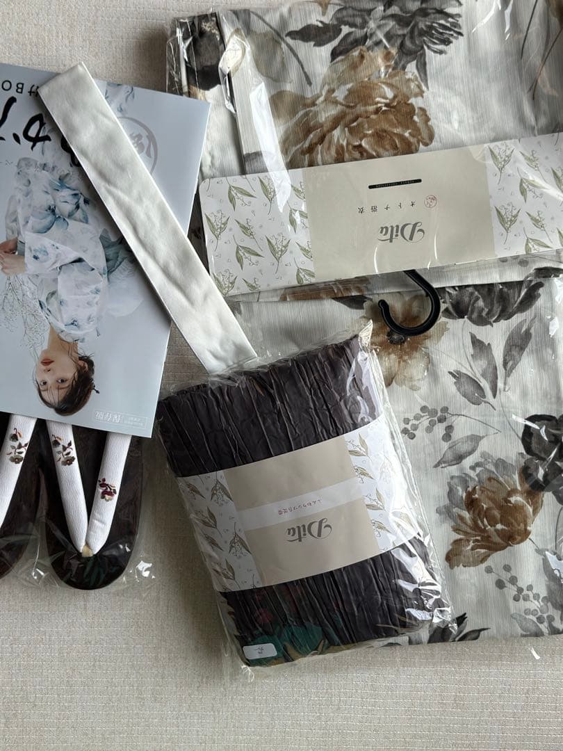 花柄 浴衣・帯・靴・着付け本付き　5点セット